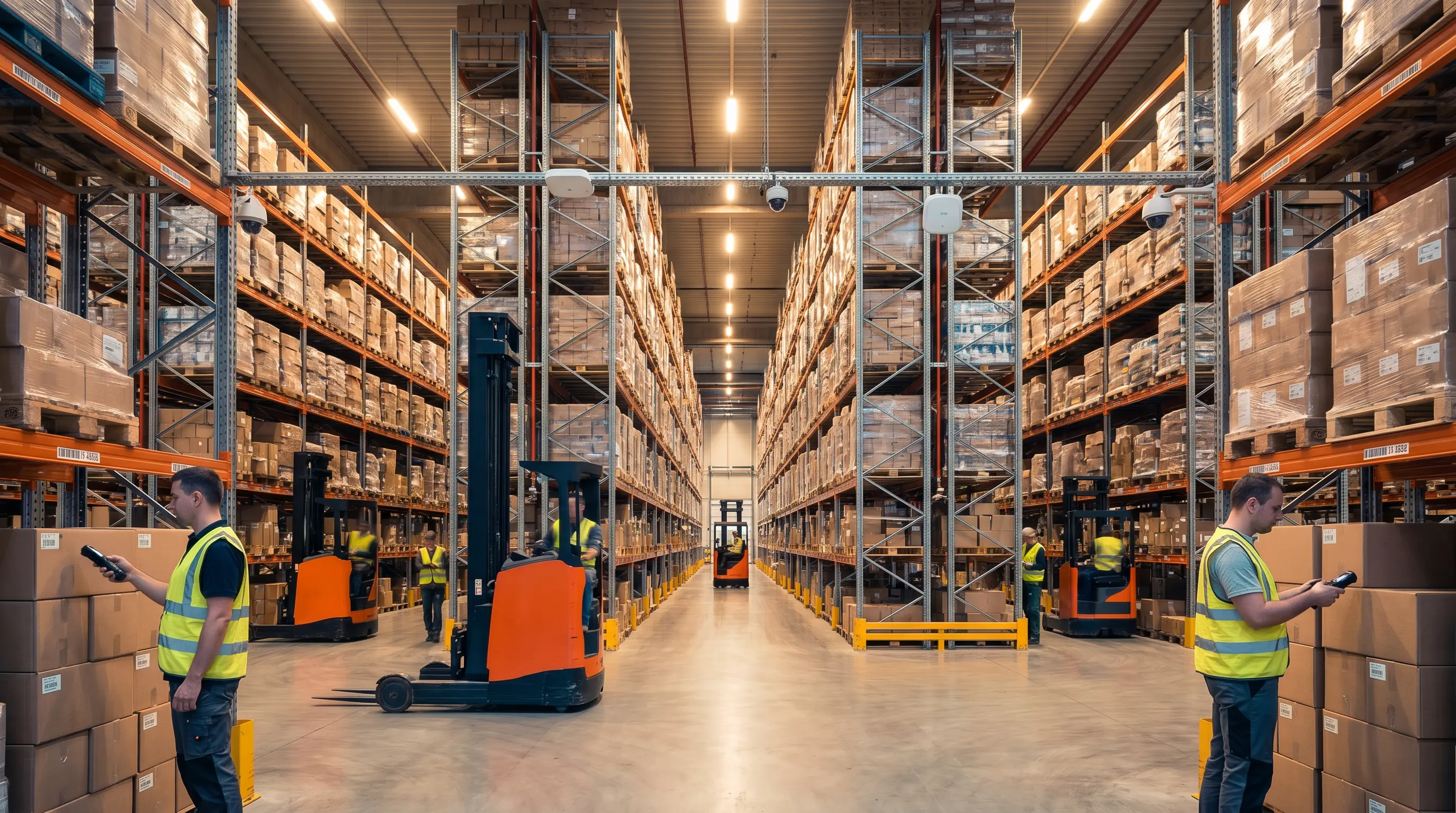 High-bay warehouse storage and coverage scene